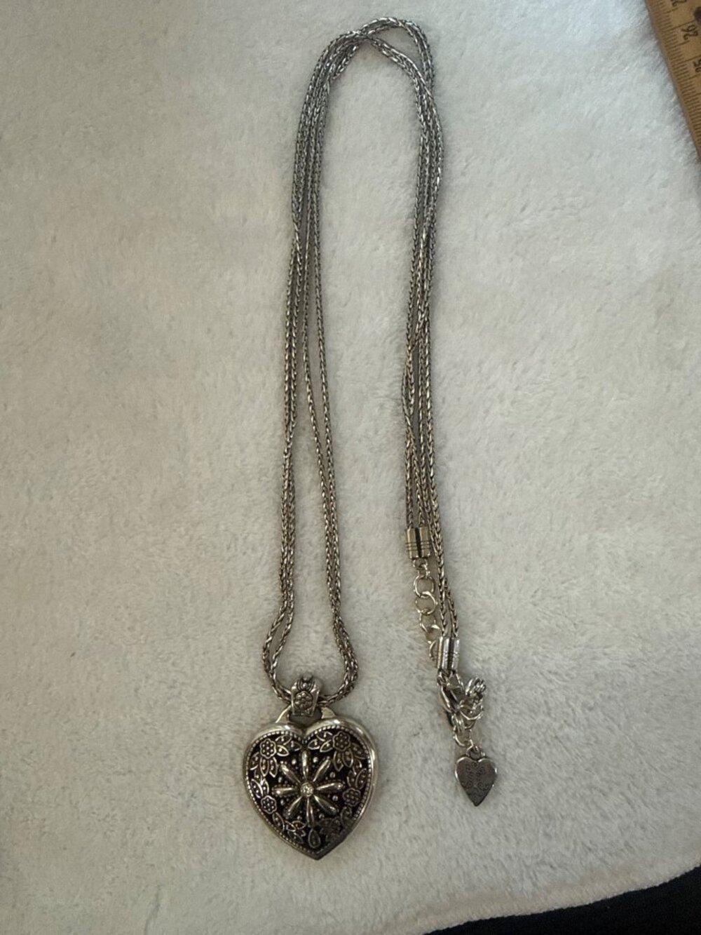 Silver-plated Brighton Floral Heart Locket Necklace Heart-Shaped Locket Charm Ac